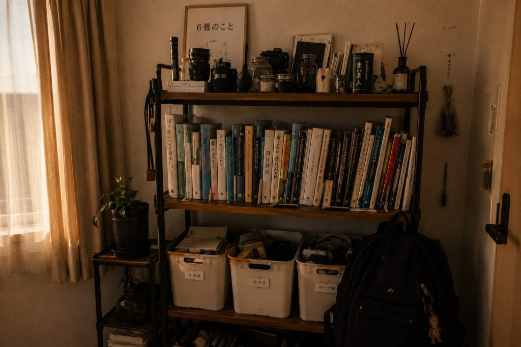 棚の箱にラベルをつけた