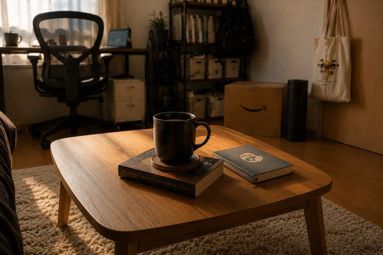 本の上のコーヒー